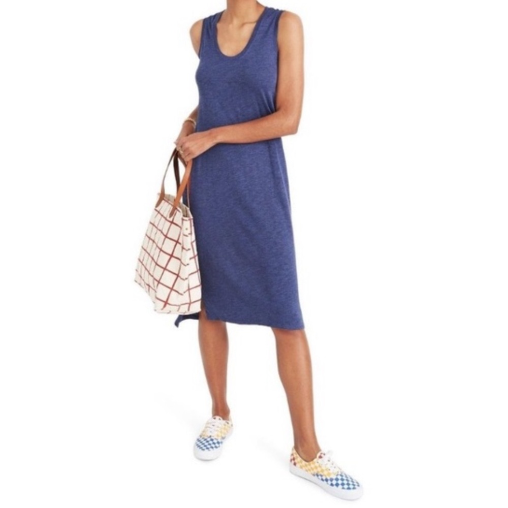 Madewell  Heathered Blue Stretchy Jersey Knit Midi Dress